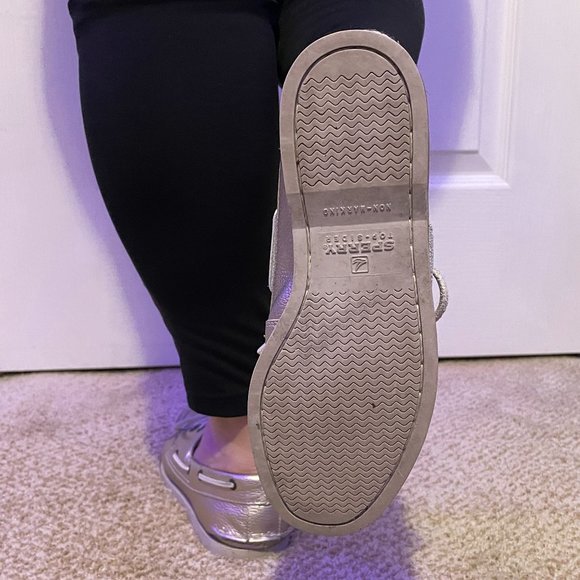 Sperry Top Sider Silver Metallic Boat Shoes - Picture 9 of 9